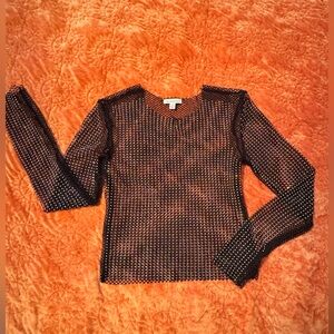 Rhinestone fish net sequin top